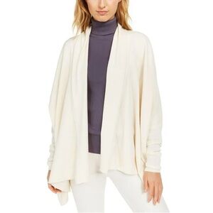 New Anne Klein Oversized Open Front Poncho Sweater Size S/M White Cardigan